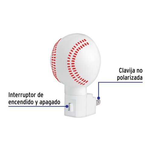 46289 - Luz de noche con lámpara E12, pelota de béisbol, Volteck
