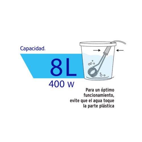 46303 - Calentador de inmersión p/agua #1 de 8 L, 400 W, Volteck