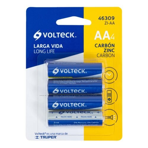 46309 - Blíster con 4 pilas zinc-carbón AA, VOLTECK