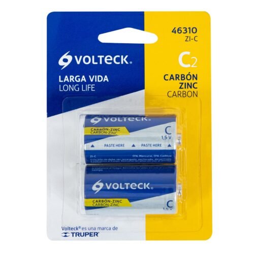 46310 - Blíster con 2 pilas zinc-carbón C, VOLTECK