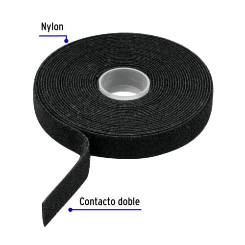 46326 - Rollo de 10 m de cinta reusable de contacto doble, Volteck
