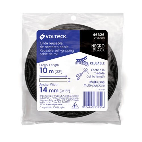 46326 - Rollo de 10 m de cinta reusable de contacto doble, Volteck