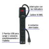 46328 - Multicontacto 14 AWG 6 entradas 2 ptos. USB sup. 150J, negro