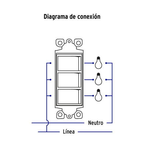 46339 - Placa armada con 3 interruptores sencillos, línea Classic