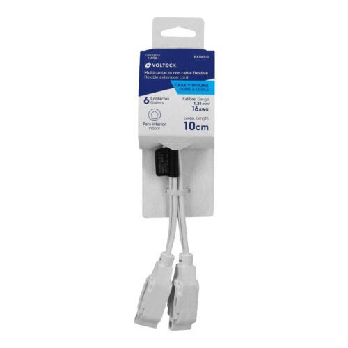 46353 - Mini extensión eléctrica doméstica dual 10 cm, blanca