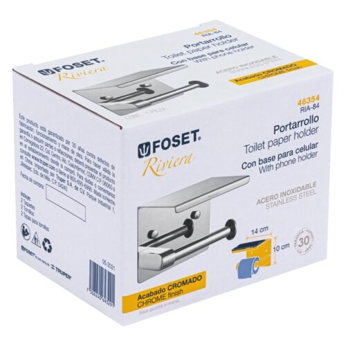 46354 - Portarrollo cromo con soporte para celular, Foset Riviera