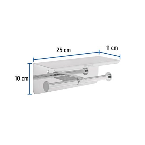 463562 46356 - Portarrollo doble en cromo con soporte para celular, Riviera