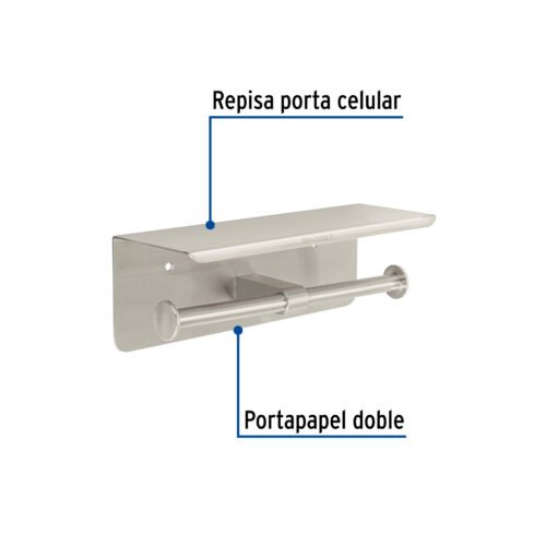 463571 46357 - Portarrollo doble en satín con soporte para celular, Riviera