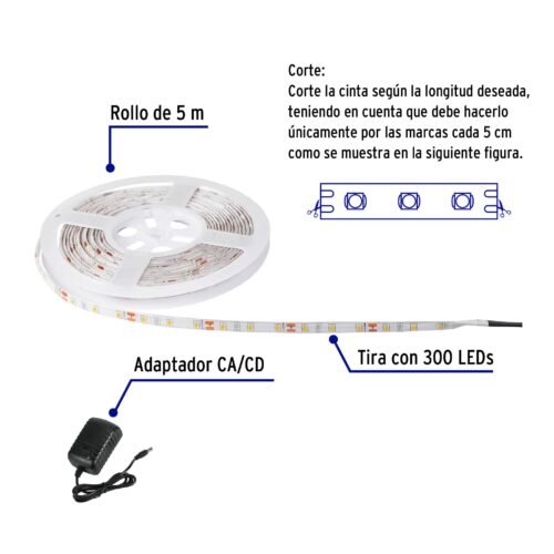 463682 46368 - Tira de LED de 5 m 18 W para interior y exterior luz de día