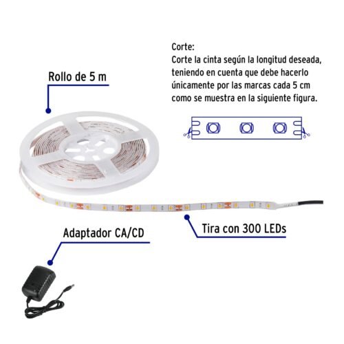 463693 46369 - Tira de LED de 5 m 18 W para interior y exterior luz cálida