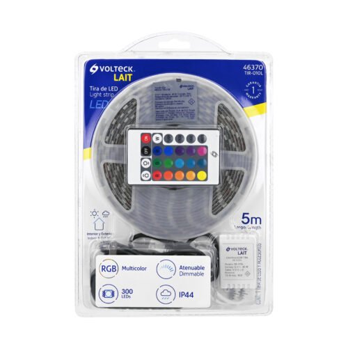 463704 46370 - Tira LED 5 m 40 W para interior y exterior multicolor RGB