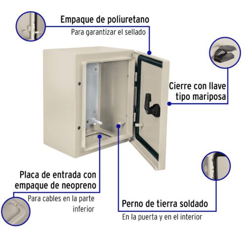 46380 - Gabinete metálico, 250 x 200 mm, VOLTECK