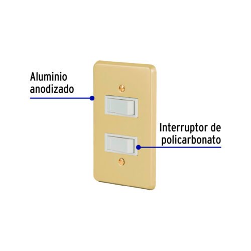 46389 - Placa armada 2 interruptores sencillos, línea Económica