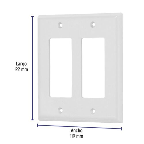 46419 - Placa 2 ventanas, de policarbonato, línea Classic, Volteck
