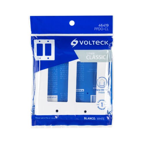 46419 - Placa 2 ventanas, de policarbonato, línea Classic, Volteck