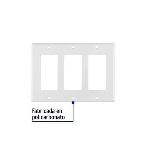 464201 46420 - Placa 3 ventanas, de policarbonato, línea Classic, Volteck