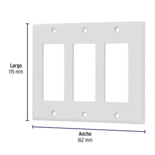 464202 46420 - Placa 3 ventanas, de policarbonato, línea Classic, Volteck