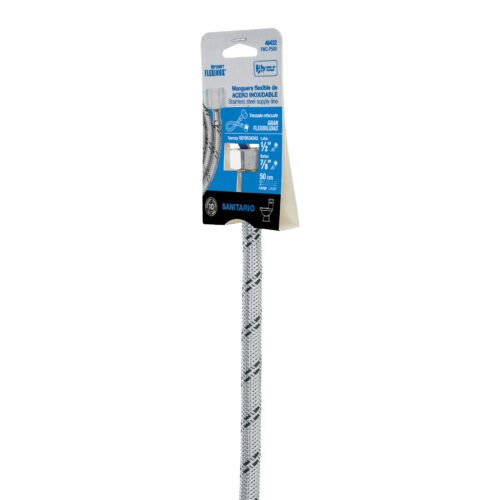 46422 - Manguera p/WC, acero inox, 1/2"x7/8", 50 cm, plástico/latón