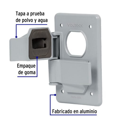 46433 - Placa tipo FS, con cubierta, doble, sobreponer, Volteck
