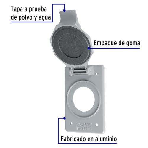 46434 - Placa tipo FS con cubierta, sencilla, sobreponer, Volteck