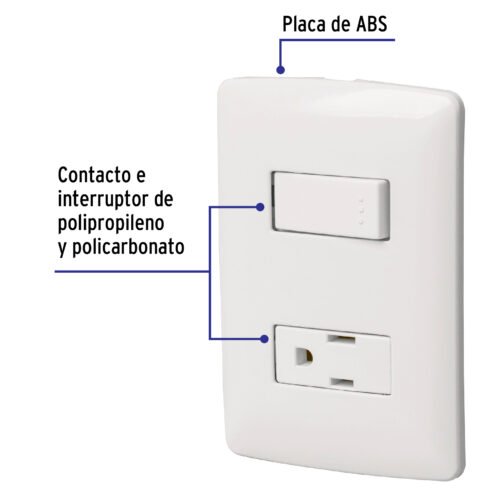 46455 - Placa armada contacto e interruptor, blanco, línea Italiana