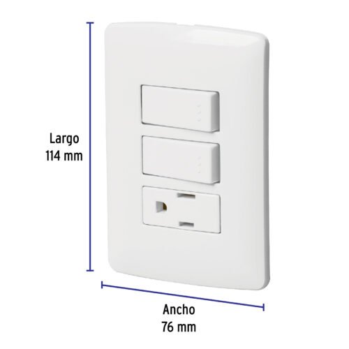 464561 46456 - Placa armada contacto 2 interruptores,blanco, línea Italiana