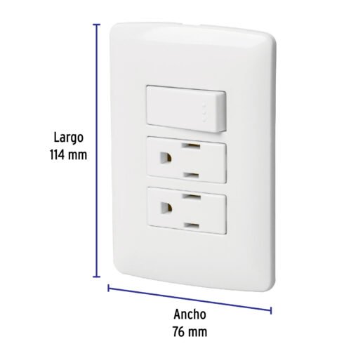 464571 46457 - Placa armada 2 contactos e interruptor,blanco,línea Italiana