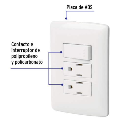 464572 46457 - Placa armada 2 contactos e interruptor,blanco,línea Italiana