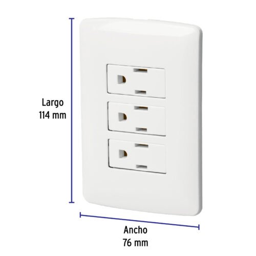 464581 46458 - Placa armada 3 contactos aterrizados, blanco, línea Italiana