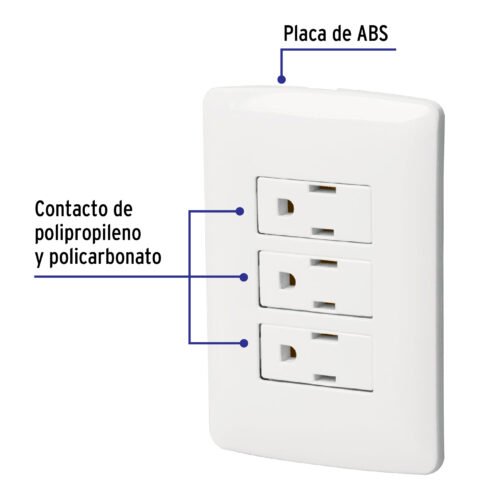 464582 46458 - Placa armada 3 contactos aterrizados, blanco, línea Italiana