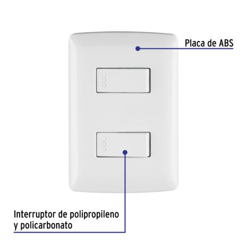 464612 46461 - Placa armada, 2interruptores sencillos,blanco,línea Italiana