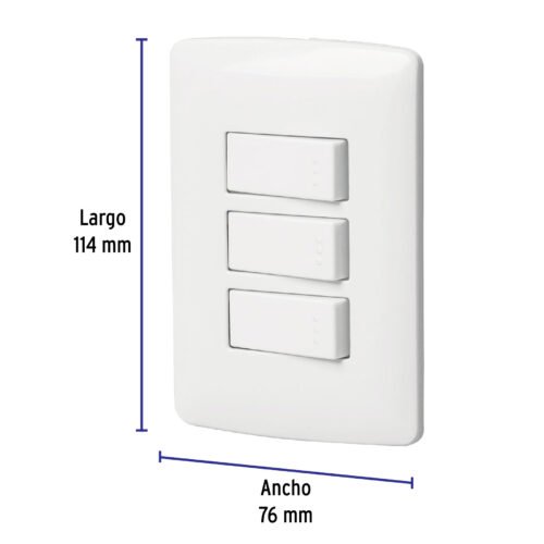 464631 46463 - Placa armada 3 interruptores sencillos,blanco,línea Italiana