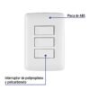 464632 46463 - Placa armada 3 interruptores sencillos,blanco,línea Italiana