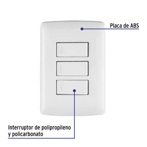 464632 46463 - Placa armada 3 interruptores sencillos,blanco,línea Italiana