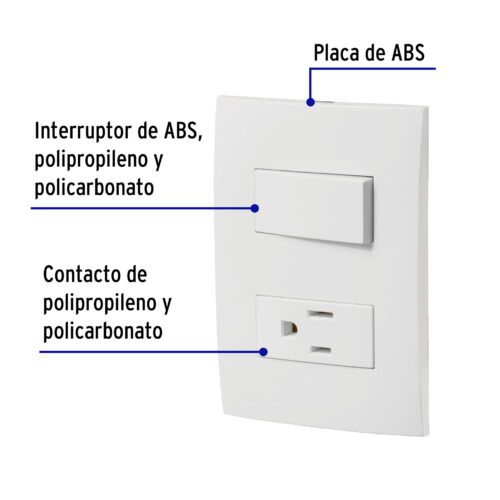 464871 46487 - Placa armada contacto e interruptor, línea Oslo, blanco