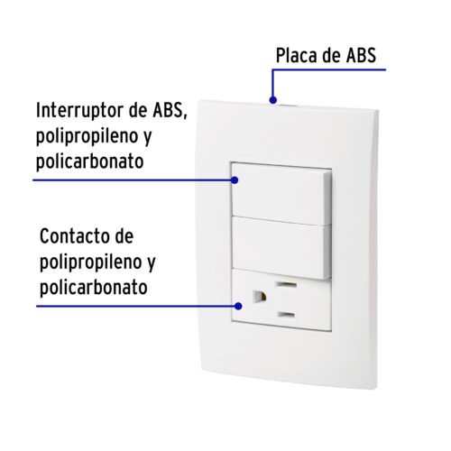 464881 46488 - Placa armada contacto y 2 interruptores, línea Oslo, blanco