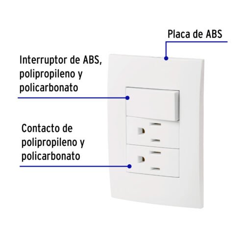 464891 46489 - Placa armada 2 contactos e interruptor, línea Oslo, blanco