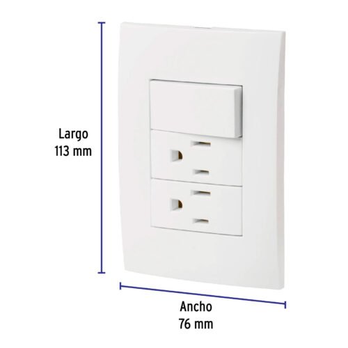 464892 46489 - Placa armada 2 contactos e interruptor, línea Oslo, blanco