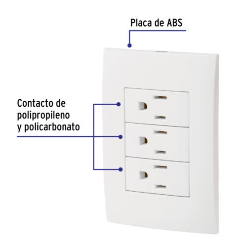 464911 46491 - Placa armada 3 contactos aterrizados, línea Oslo, blanco