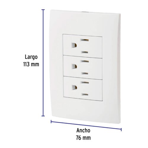 464912 46491 - Placa armada 3 contactos aterrizados, línea Oslo, blanco