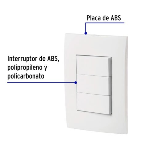 464961 46496 - Placa armada 3 interruptores sencillos, línea Oslo, blanco