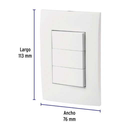 464962 46496 - Placa armada 3 interruptores sencillos, línea Oslo, blanco