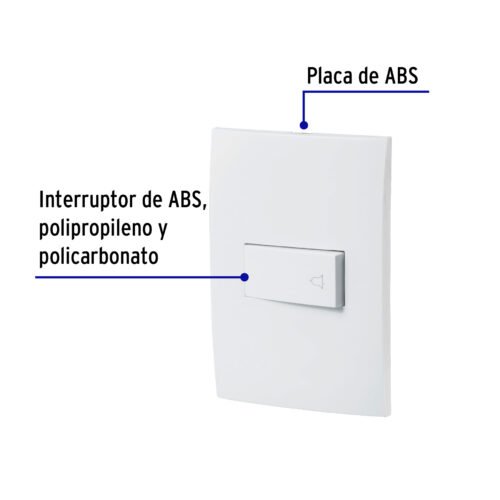 464981 46498 - Placa armada con timbre, línea Oslo, color blanco, Volteck