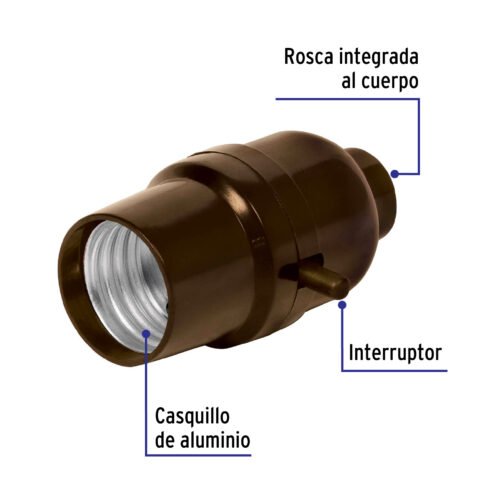 46501 - Portalámpara de baquelita, con interruptor de barra, Volteck