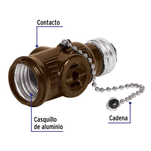 465121 46512 - Portalámpara de baquelita, cadena y doble contacto, Volteck