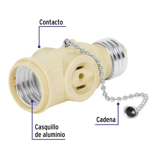 465151 46515 - Portalámpara de baquelita, con interruptor de cadena,Volteck