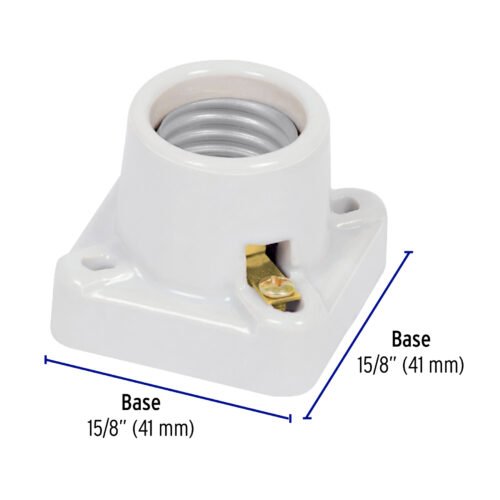 46522 - Portalámpara de porcelana, cuadrado, Volteck