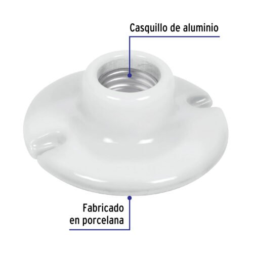 465231 46523 - Portalámpara de porcelana, 3-1/2", redonda, Volteck
