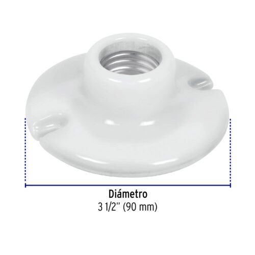 465232 46523 - Portalámpara de porcelana, 3-1/2", redonda, Volteck