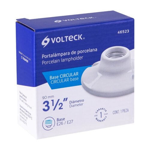 465234 46523 - Portalámpara de porcelana, 3-1/2", redonda, Volteck